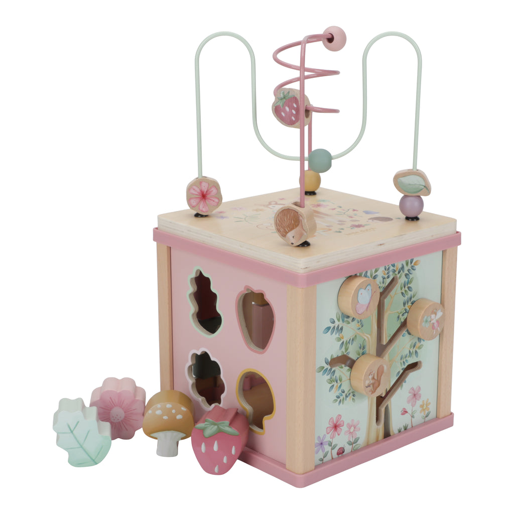 Little Dutch activiteitenspiraal Fairy Garden, houten activiteitenkubus met kralenspiraal