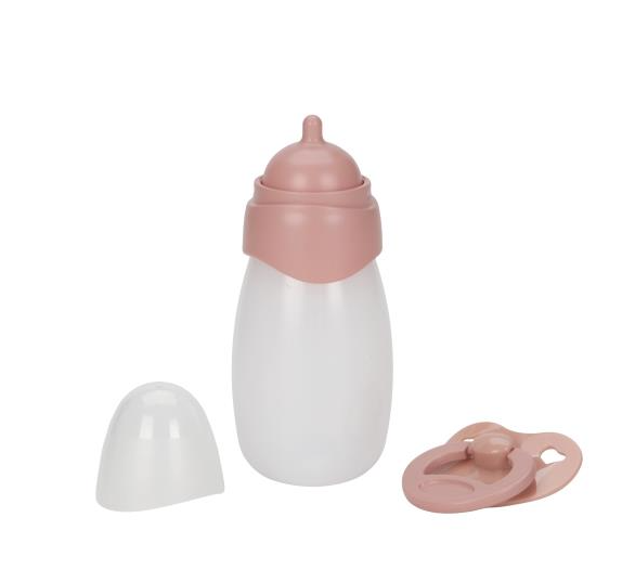 Little Dutch baby pop Noa in roze vestje met speen en flesje