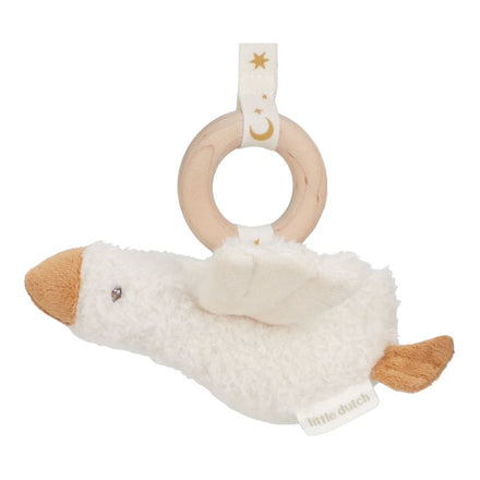 Hangspeeltje gans met houten ring van de Little Dutch babygym Newborn Naturals