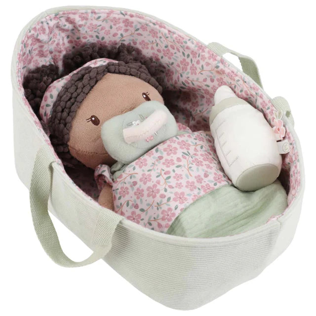 Little Dutch babypop met mandje Evi, pop in het ribstof mandje