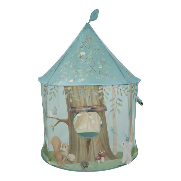 Little Dutch Forest Friends speeltent, mintgroene tent met bosdieren vooraanzicht