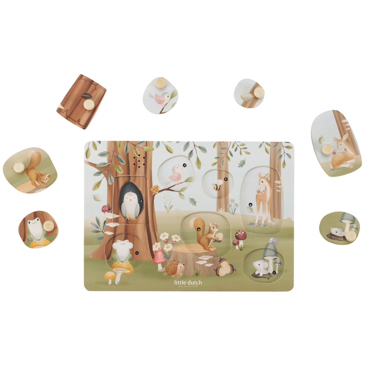 Little Dutch geluidenpuzzel Forest Friends, puzzel met losse stukken ernaast