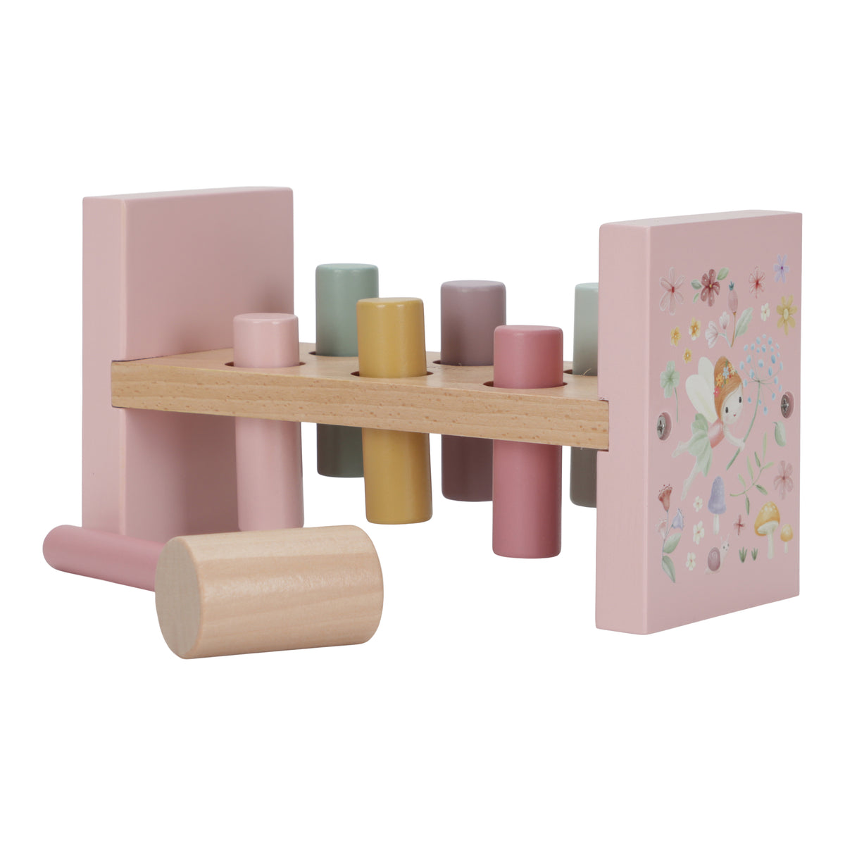 Little Dutch hamerbank Fairy Garden roze, zijaanzicht met hamer