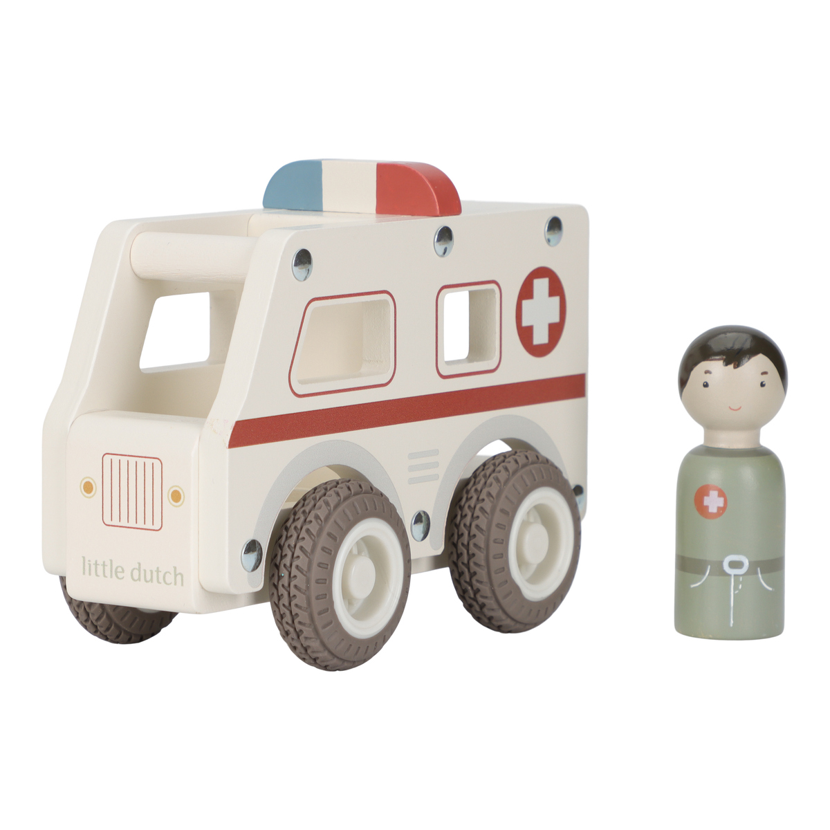 Little Dutch houten ambulance wit met dokterspopje