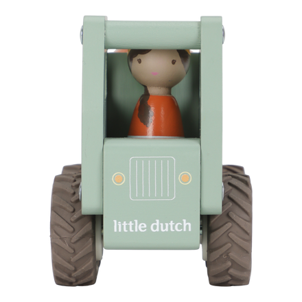 Little Dutch houten betonwagen, vooraanzicht met chauffeur
