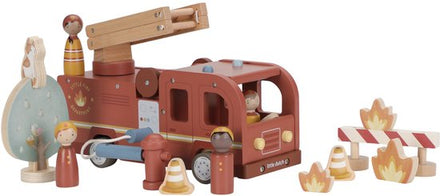 Little Dutch houten brandweerwagen set met popjes, set schuin vooraanzicht
