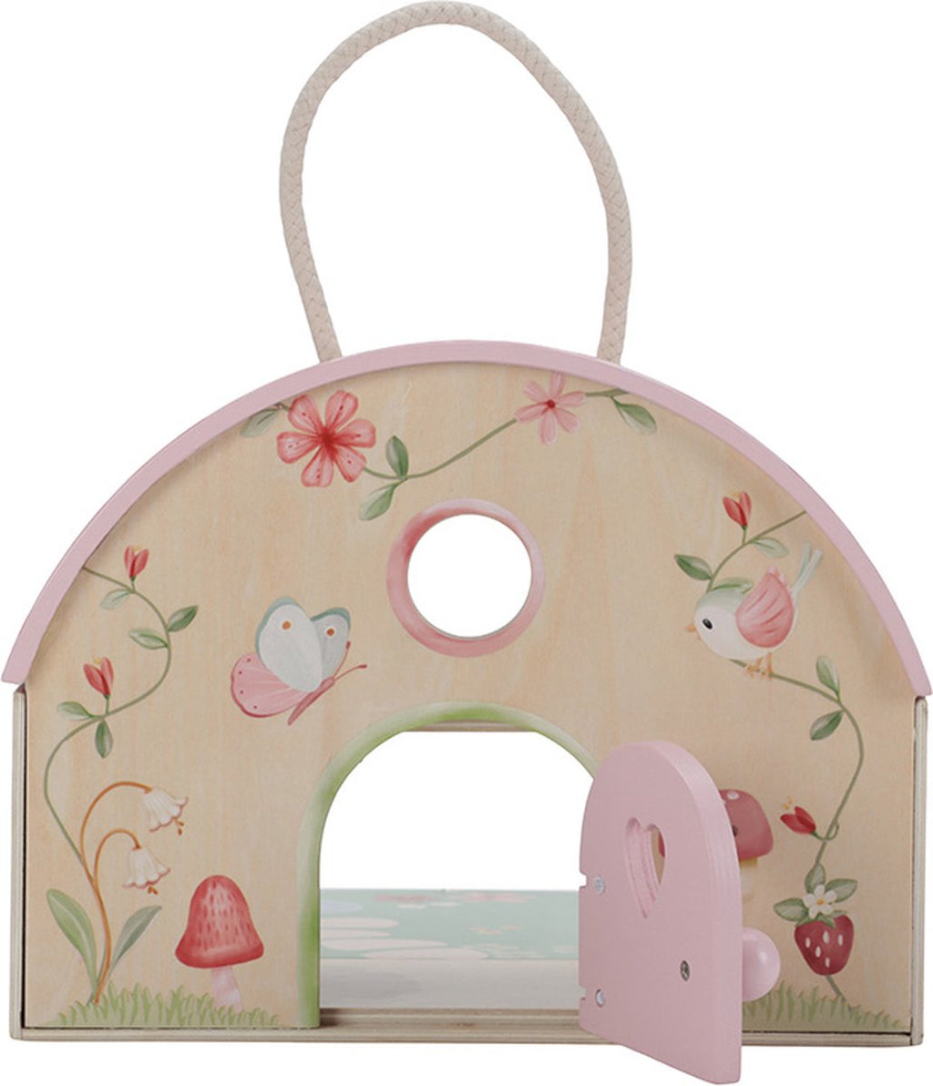 Little Dutch houten feeënhuisje Fairy Garden, gesloten koffer met ronde opening en hengsel