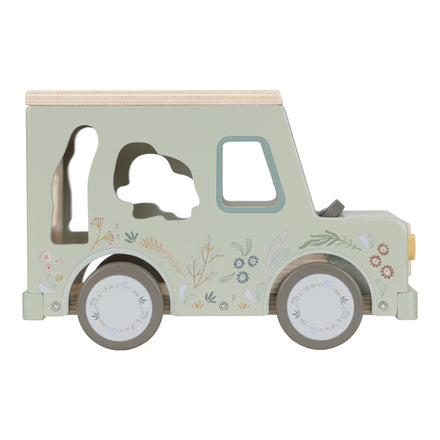 Little Dutch Houten Vormenstoof Safari Auto Safari Friends, zijaanzicht met dierenillustraties