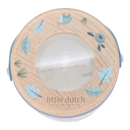 Houten deksel met vergrootglas van het Little Dutch insectenpotje Forest Friends