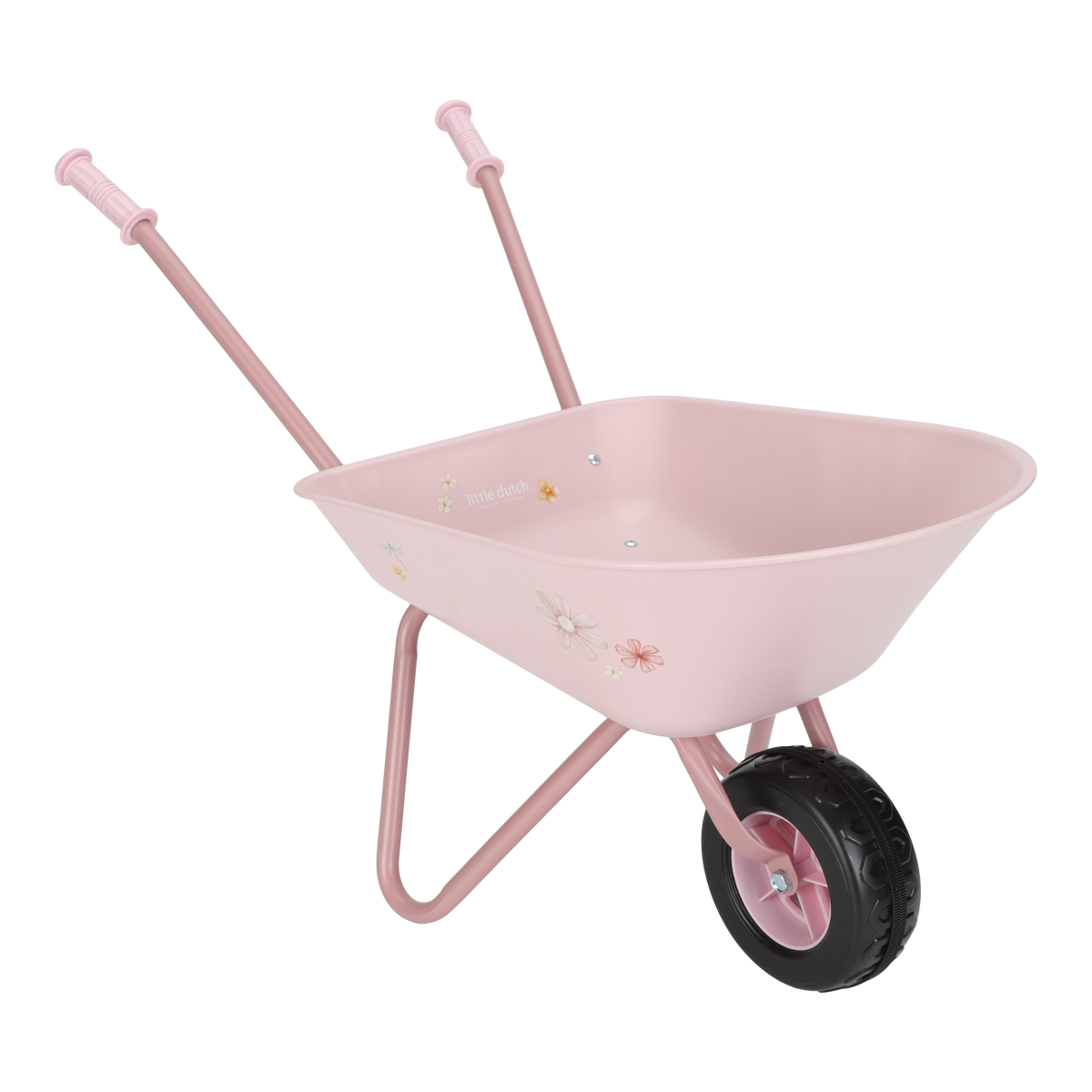 Little Dutch kruiwagen Fairy Garden in roze metaal, schuin vooraanzicht