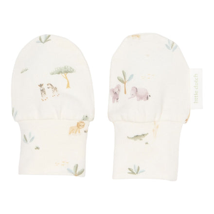 Little Dutch Little Safari krabwantjes in creme met safariprint