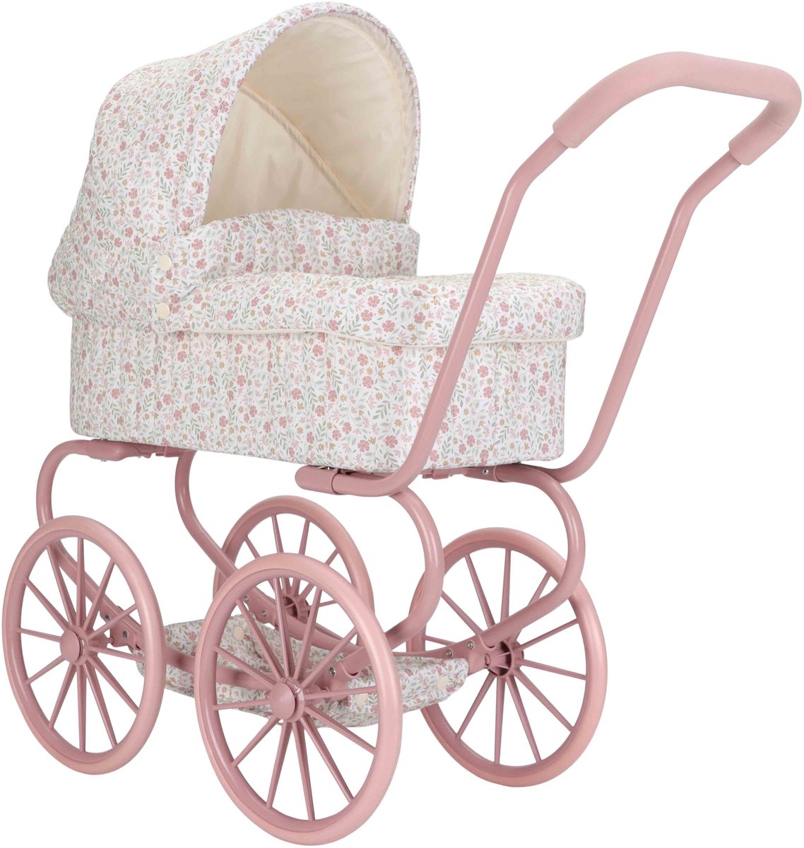 Little Dutch metalen poppenwagen Soft Flowers met roze frame
