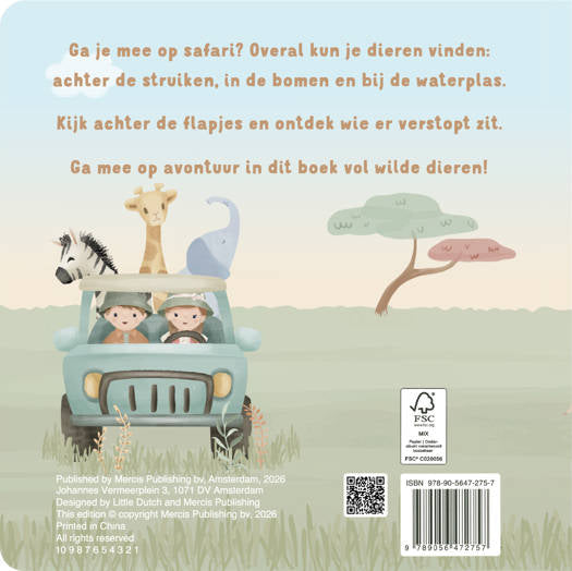 Little Dutch Mijn Flapjesboek Wilde Dieren, voorkant met safarijeep