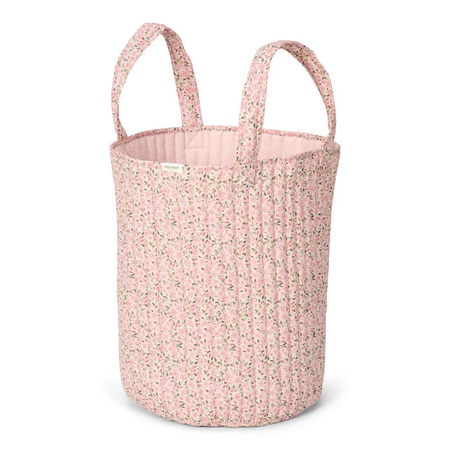 Little Dutch opbergmand Fairy Floral roze, gequilte mand met hengsels en bloemenprint