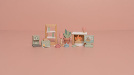 Little Dutch poppenhuis speelset meubels, meubeltjes op roze achtergrond