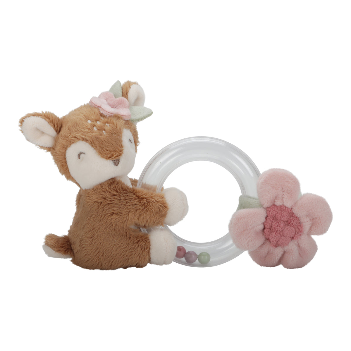 Little Dutch ringrammelaar hertje Fairy Garden met bloemetje en doorzichtige ring