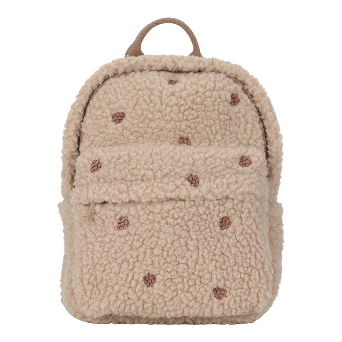 Little Dutch rugzakje Teddy taupe met geborduurde bloemetjes, vooraanzicht