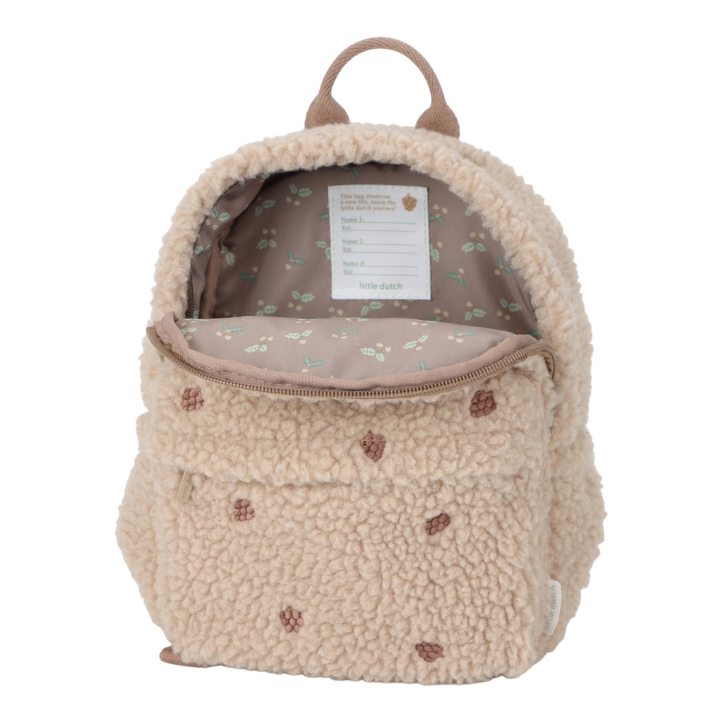 Little Dutch rugzakje Teddy taupe, open met voering