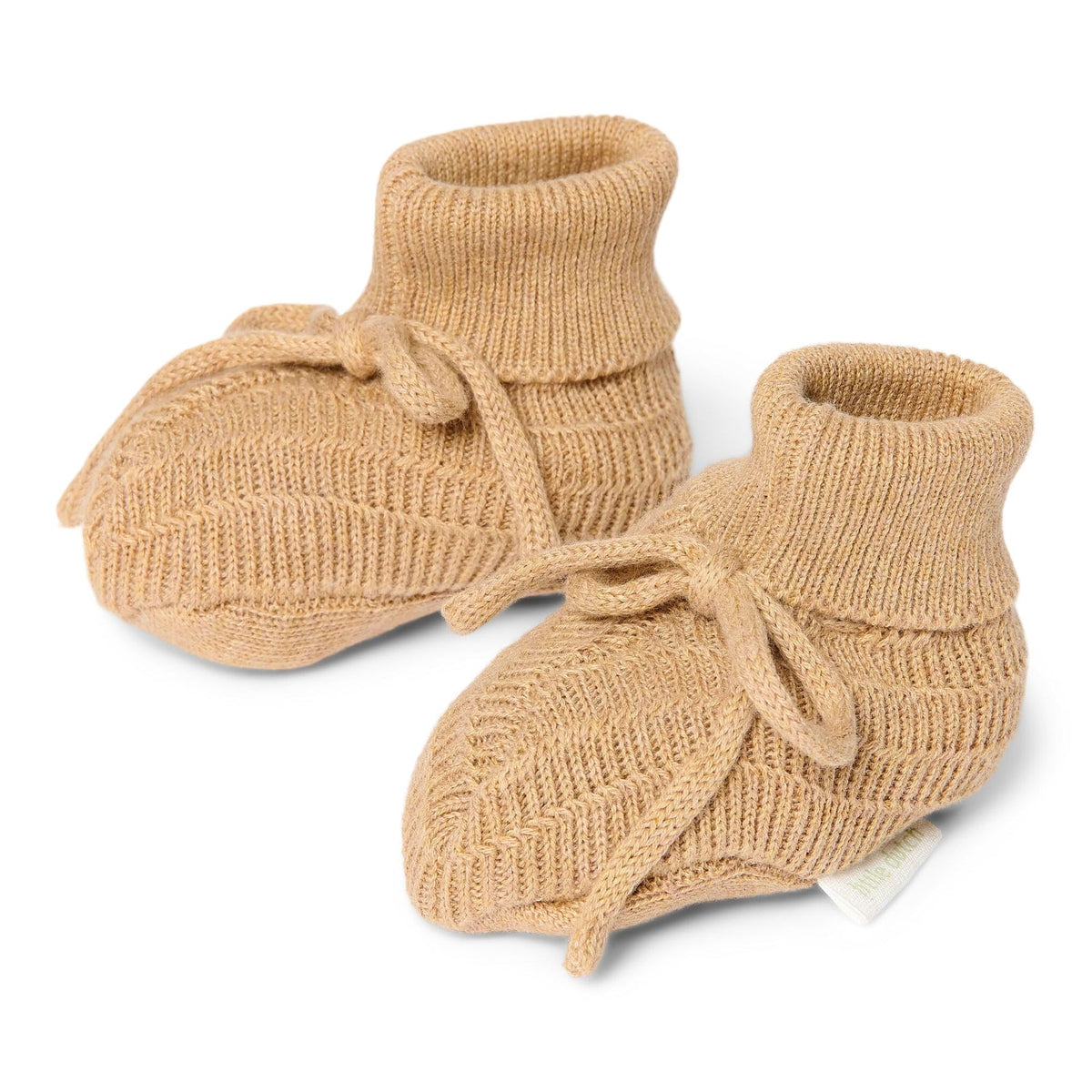 Little Dutch Safari Friends gebreide slofjes in Soft Tan, zijaanzicht