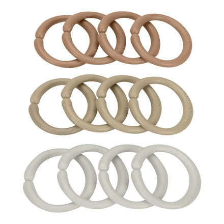 Little Dutch speelgoedringen Little Loops beige, alle ringen in rijen gelegd
