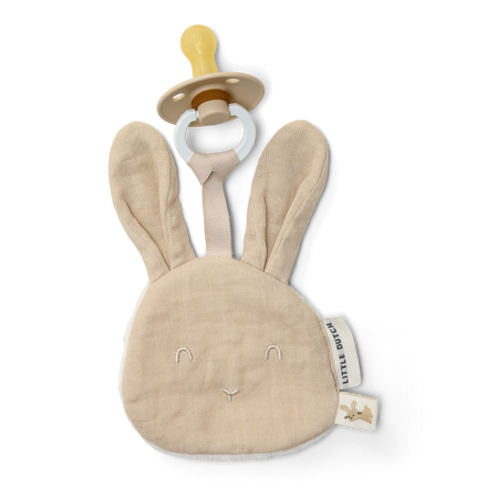 Little Dutch Speendoekje Konijn Beige, konijnenkopje van dichtbij