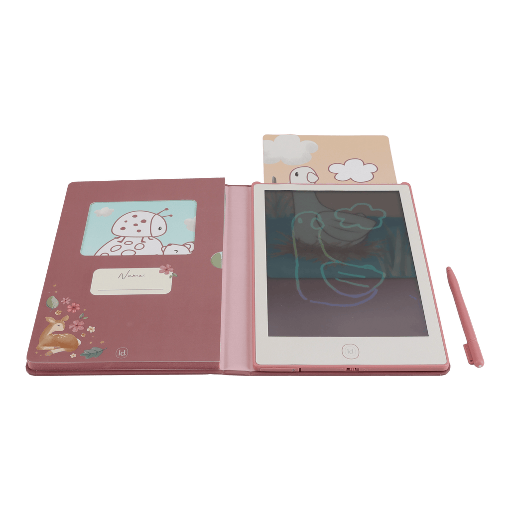 Little Dutch tekentablet Fairy Garden roze, open map met voorbeeldkaarten en stylus
