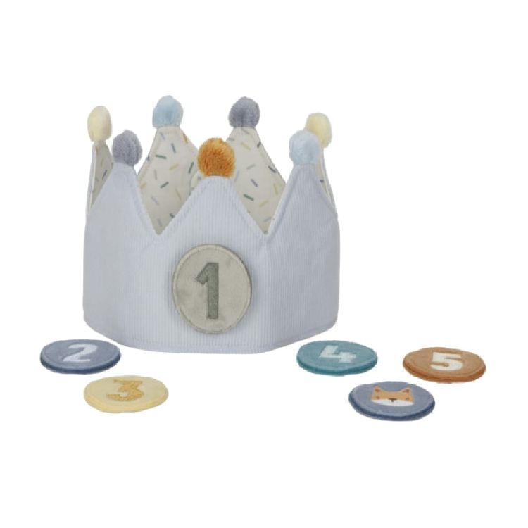 Little Dutch verjaardagskroon met cijfers blauw, kroon met losse verwisselbare cijfers
