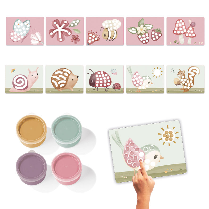 Little Dutch vingerverfset Fairy Garden, potjes verf met kleurplaten en vingerafdruk