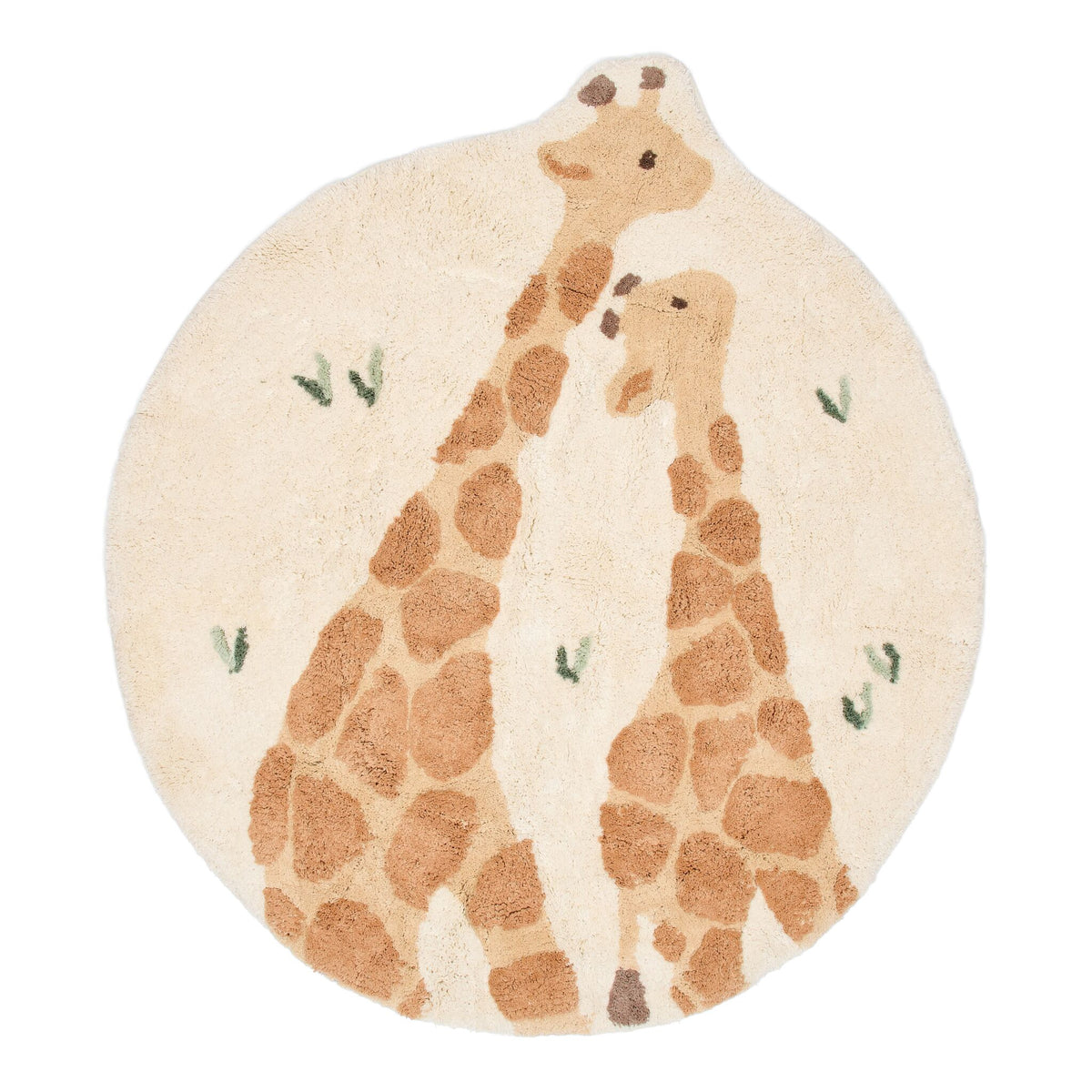 Little Dutch Vloerkleed Giraffe Safari Friends, bovenaanzicht van het ronde vloerkleed met giraffe