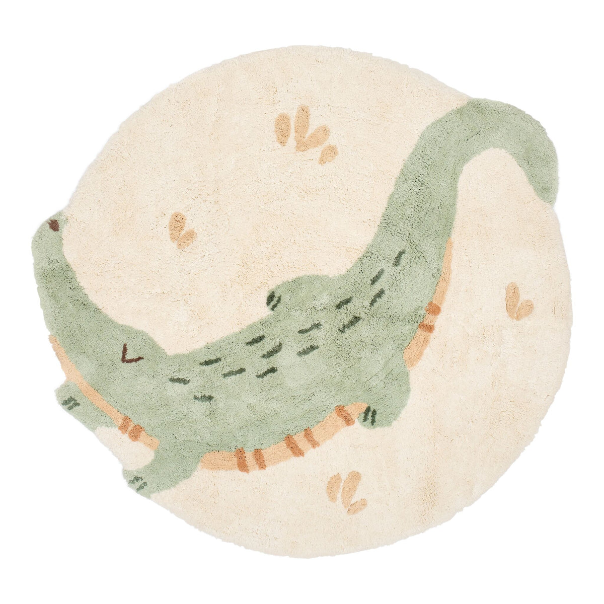 Little Dutch Vloerkleed Krokodil Safari Friends groen, bovenaanzicht van het vloerkleed in krokodilvorm