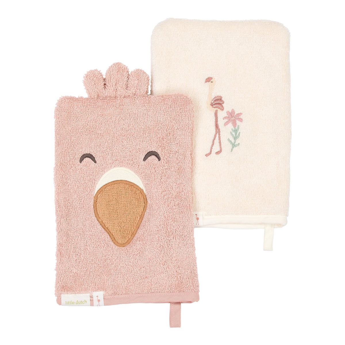 Little Dutch Washandjes Set Flamingo 2-pack Blooming Safari | Roze