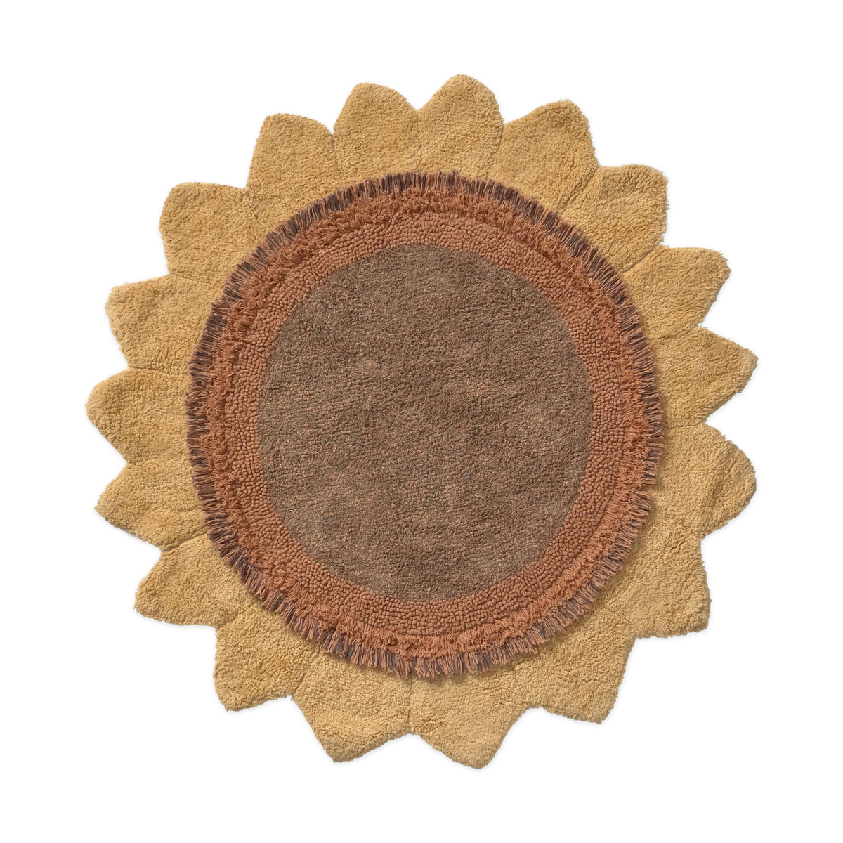 Lorena Canals wasbaar tapijt Sunflower met gele bloemblaadjes