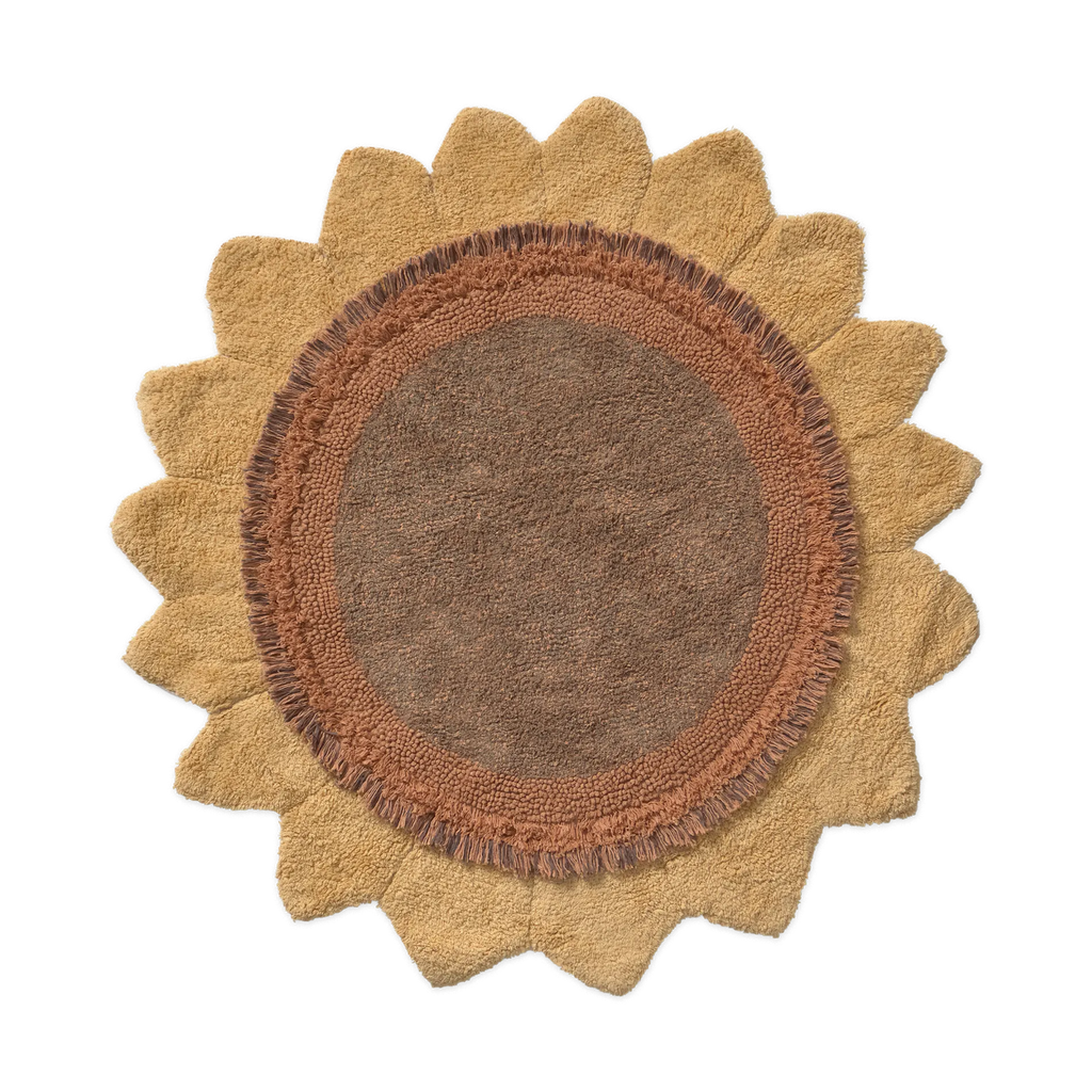 Lorena Canals wasbaar tapijt Sunflower met gele bloemblaadjes