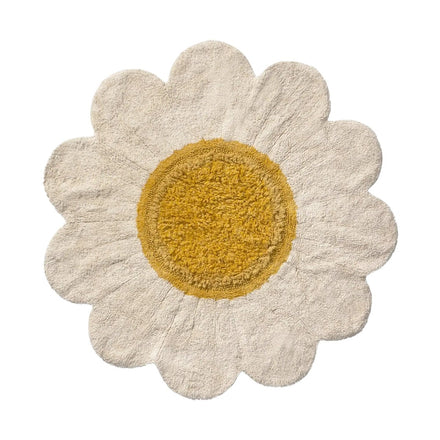 Lorena Canals wasbaar tapijt White Daisy met witte bloemblaadjes
