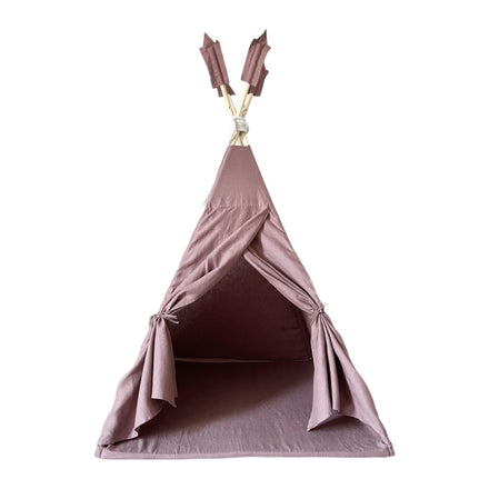 Moje Tipi Tent Linnen marsala, vooraanzicht op witte achtergrond