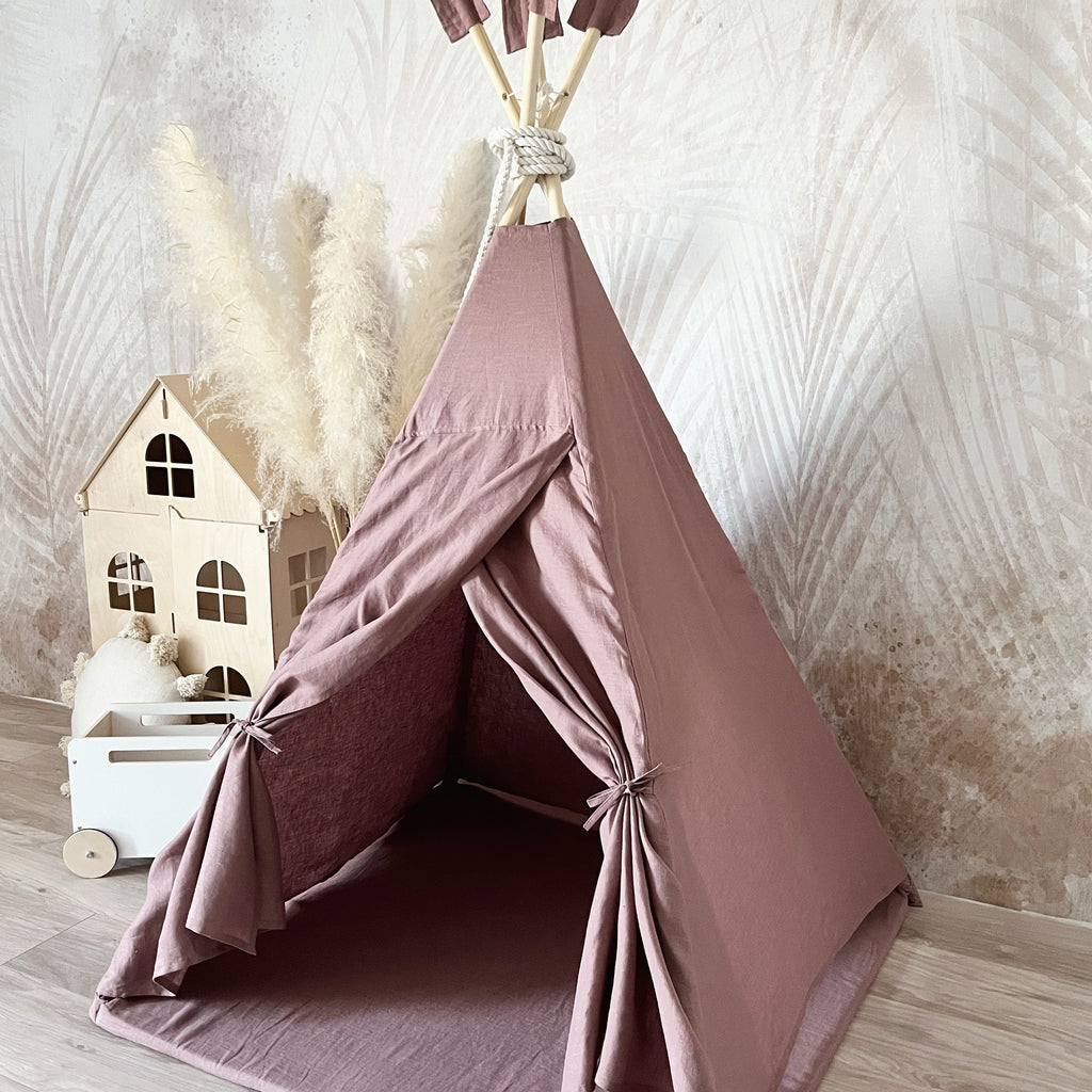 Moje Tipi Tent Linnen marsala, sfeerbeeld 5 in de kinderkamer