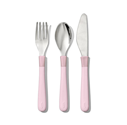 Oxo Tot Vork, Lepel en Mes 3Y+ Blossom, roze kinderbestek vooraanzicht