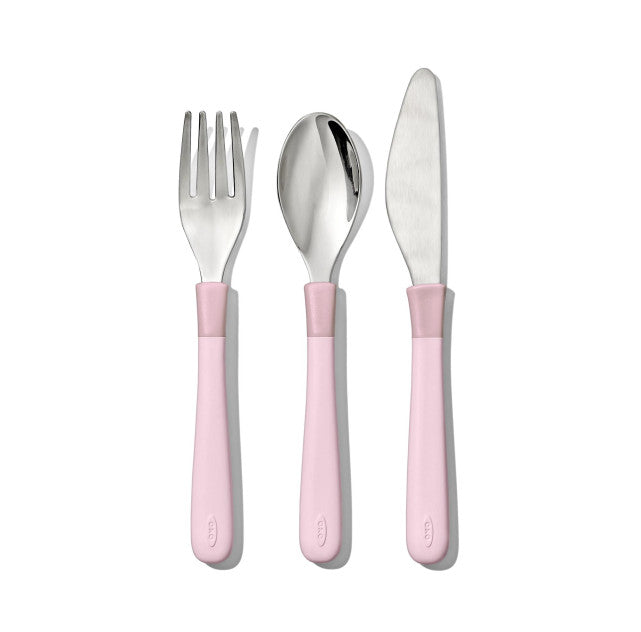 Oxo Tot Vork, Lepel en Mes 3Y+ Blossom, roze kinderbestek vooraanzicht