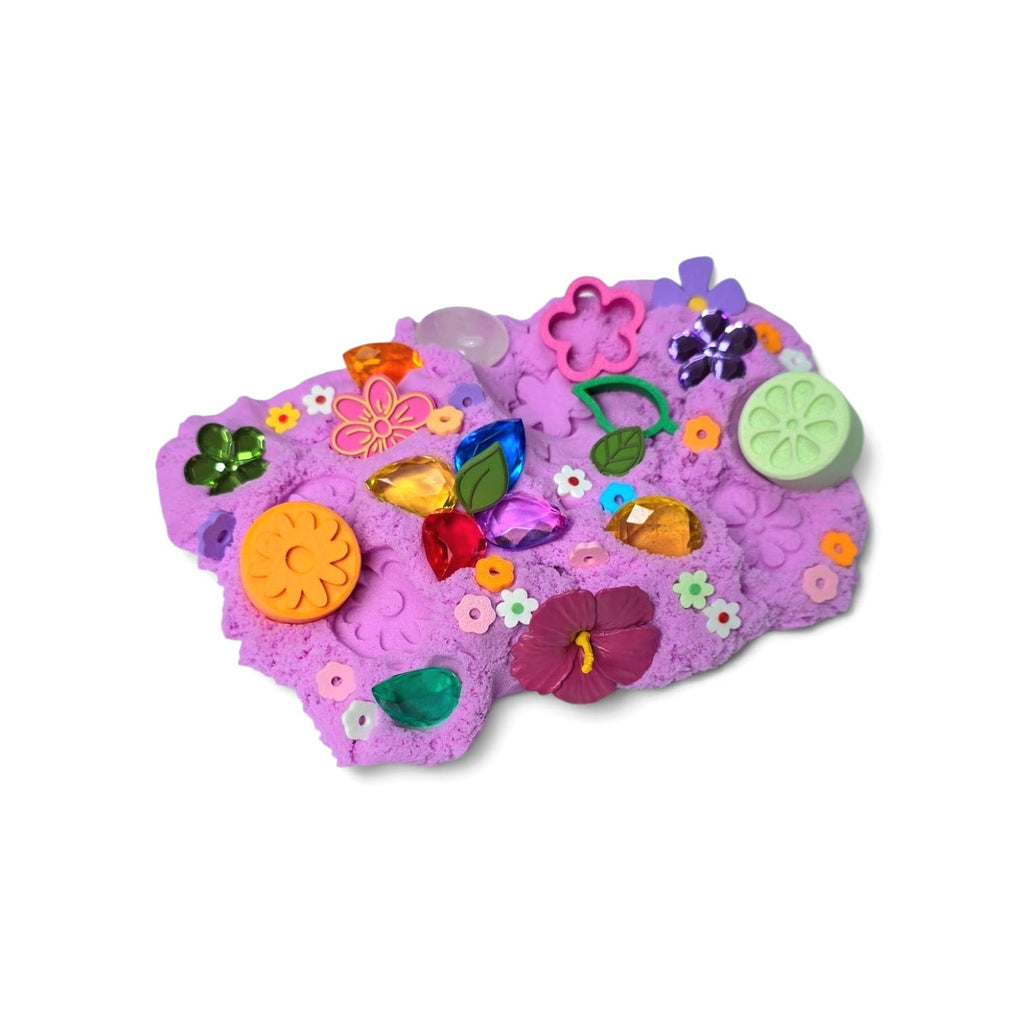 SensoryFun Speelzandset Play & Create FlowerFun uitgestald met Magic Sand