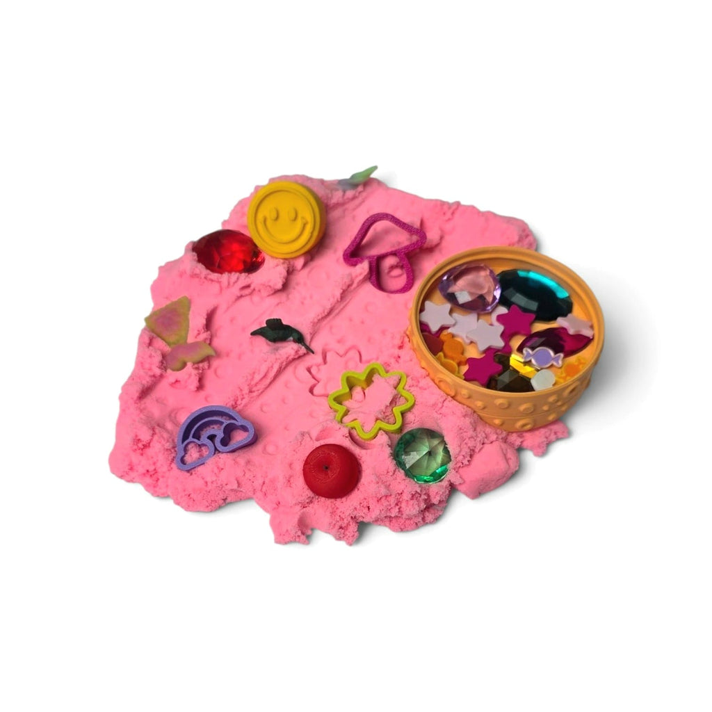 SensoryFun Speelzandset Play & Create MagicFun uitgestald met roze Magic Sand