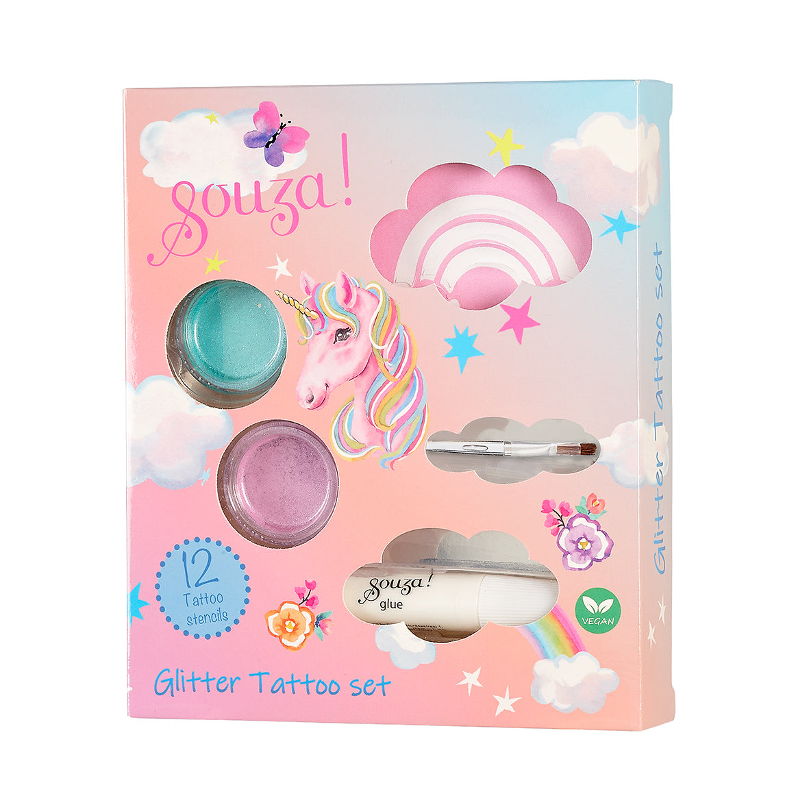 Souza glitter tattoo set Eenhoorn met glinsterende eenhoorns op waterbasis