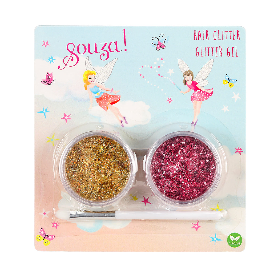 Souza Haar Glitter Set in cadeauverpakking met twee kleuren haarglitter en kwastje