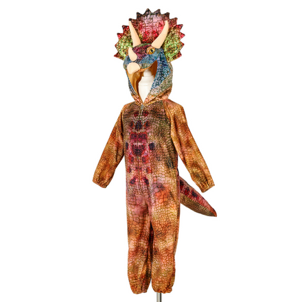 Kind verkleed als dino in het Souza Triceratops verkleedpak