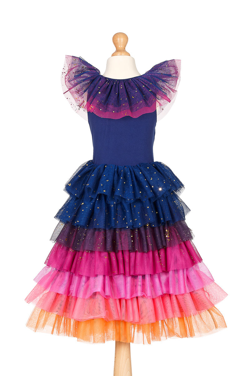Souza Verkleedjurk Dawn Kleurrijke Laagjes, jurk met laagjes in blauw, paars, roze en oranje