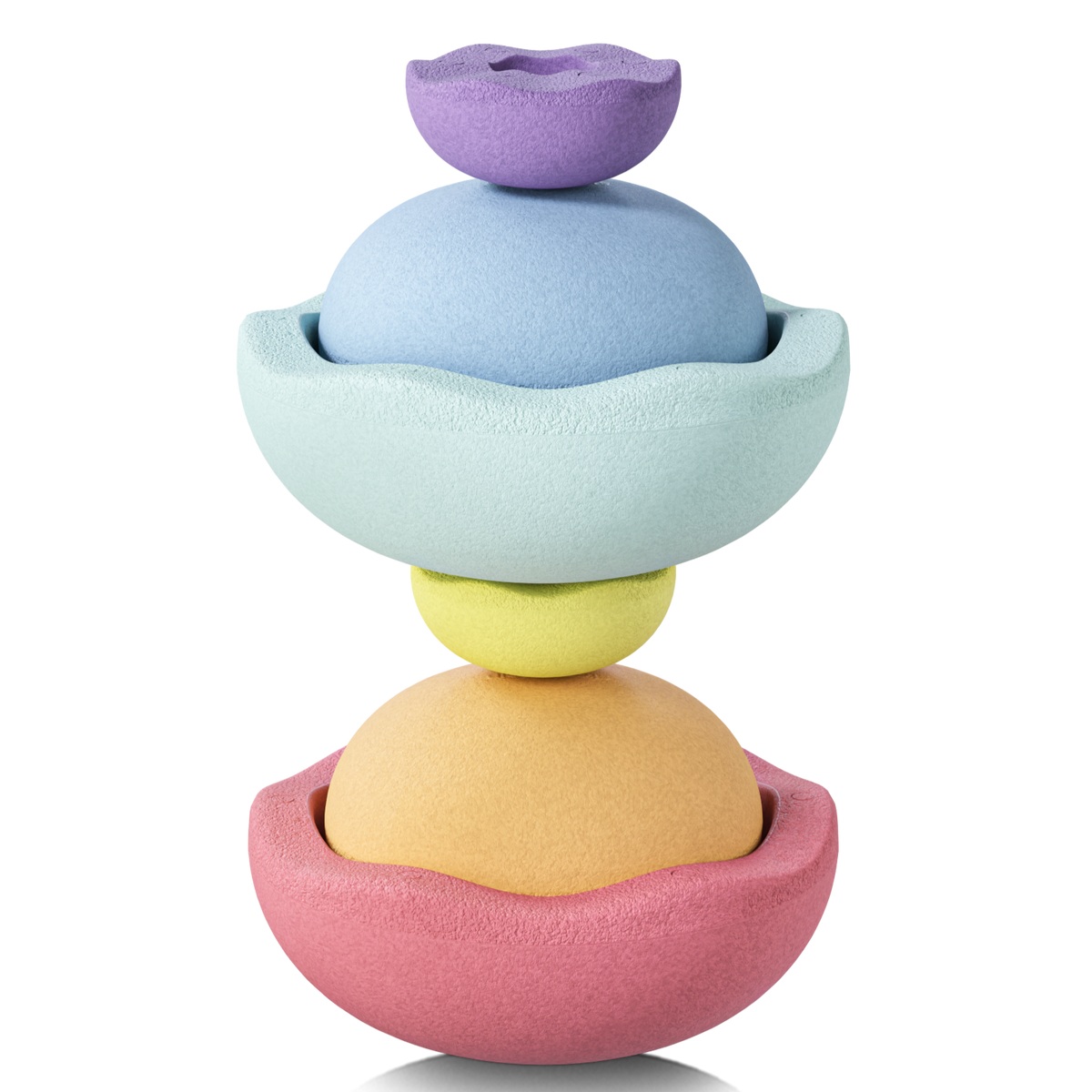 Stapelstein Inside Pastel Rainbow set van 6, stenen gestapeld tot een pastelkleurige sculptuur