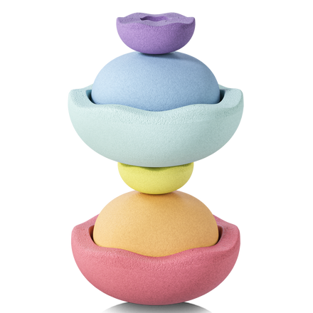 Stapelstein Inside Pastel Rainbow set van 6, stenen gestapeld tot een pastelkleurige sculptuur