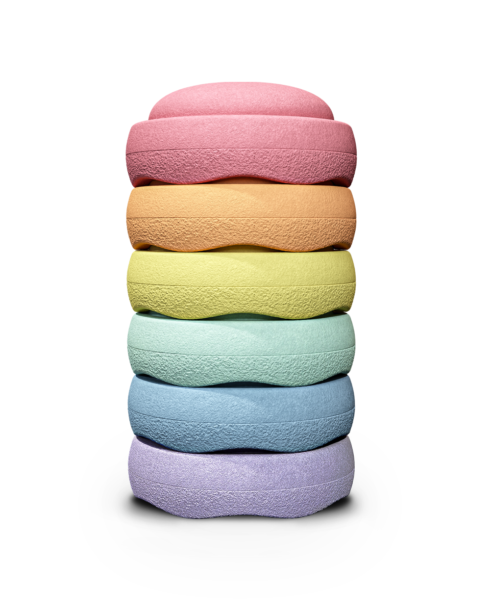 Stapelstein Original Mini Rainbow Pastel, zes pastelstenen recht op elkaar gestapeld