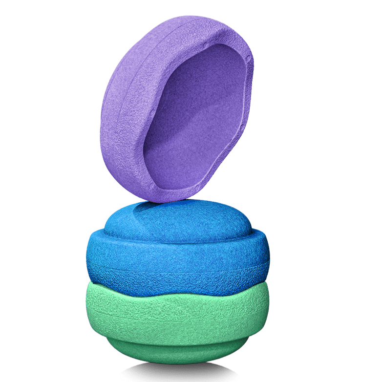 Stapelstein Original Rainbow Cool Classic set van 3 in groen, blauw en violet, gestapeld