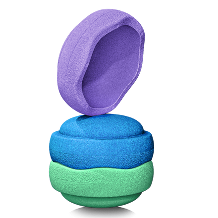 Stapelstein Original Rainbow Cool Classic set van 3 in groen, blauw en violet, gestapeld