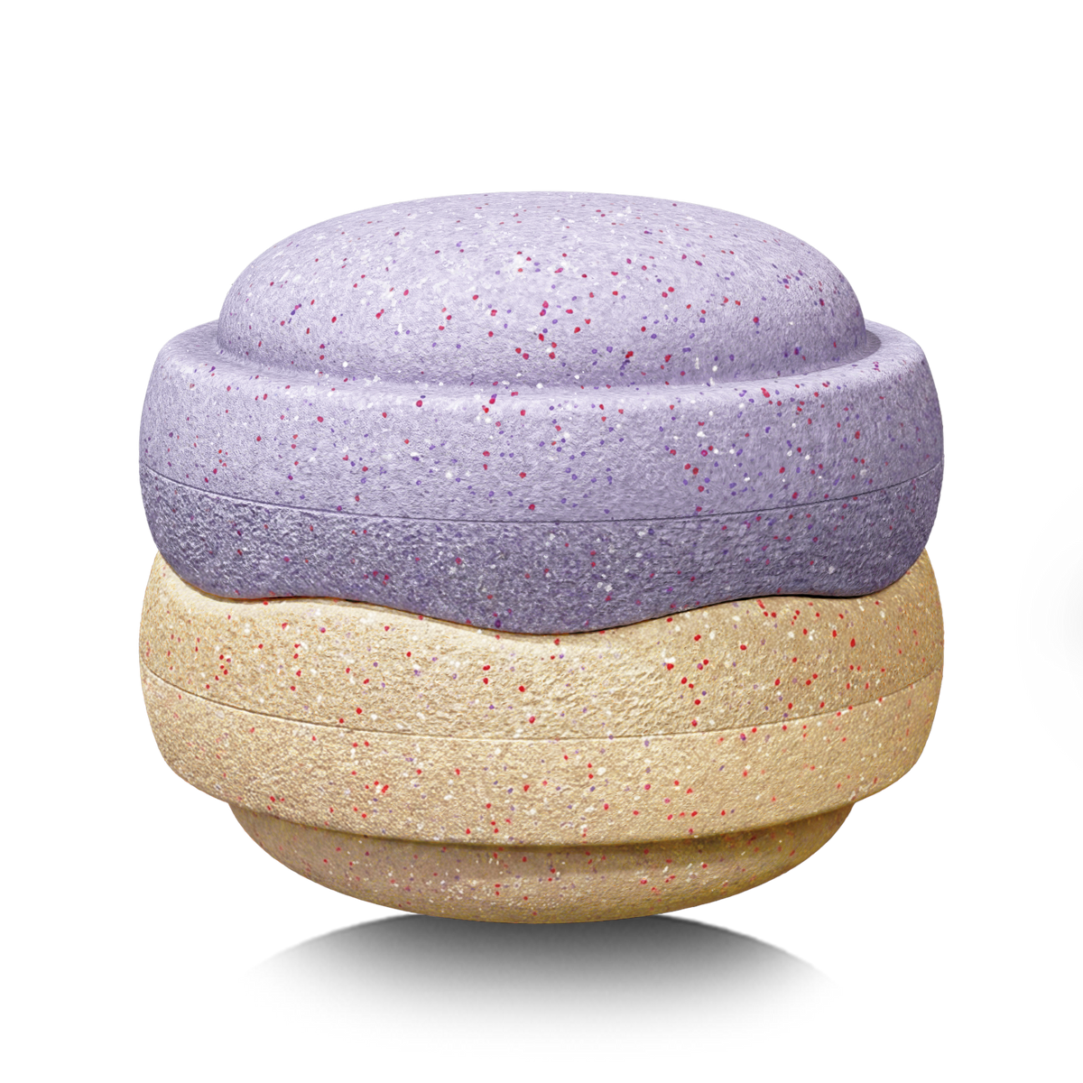 Stapelstein Winter Special Grow Duo Violet en Sand, twee XL stenen op elkaar gestapeld
